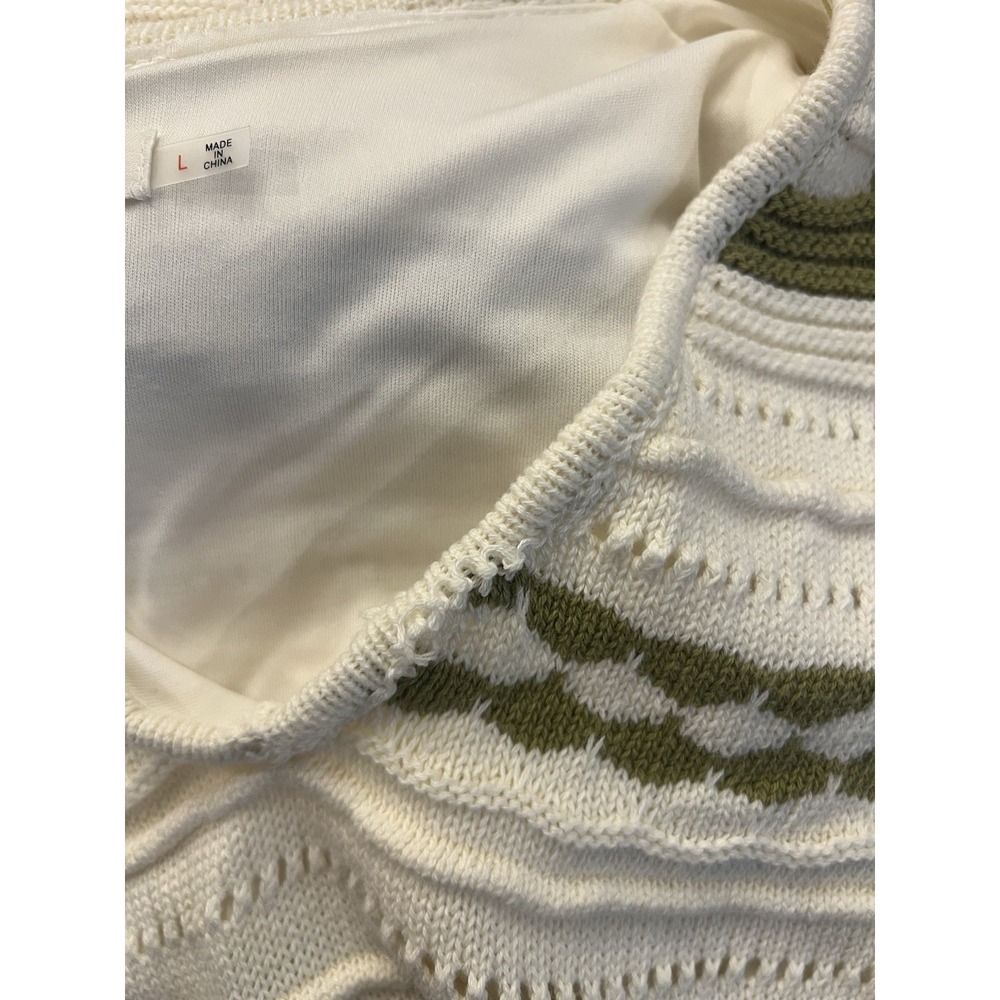 idem ditto Cream Olive Green Crochet Maxi Dress Sz L Boho Western Cottage As Is - Picture 14 of 14
